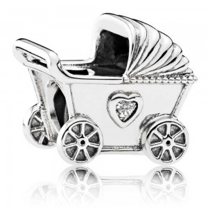 Pandora Charm-Blue Baby Pram Baby-Cubic Zirconia-Silver Outlet