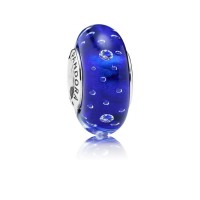 Pandora Charm-Dark Blue Effervescence-Murano Glass Clear CZ Outlet Pandora Charm-Dark Blue Effervescence-Murano Glass Clear CZ Outlet