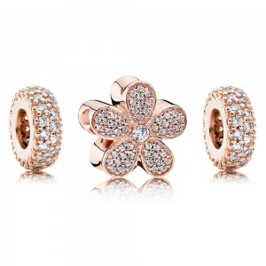 Pandora Charm-Dazzling Daisy Floral-CZ-Rose Gold Outlet