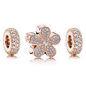 Pandora Charm-Dazzling Daisy Floral-CZ-Rose Gold Outlet