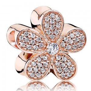 Pandora Charm-Dazzling Daisy Floral-CZ-Rose Gold Outlet