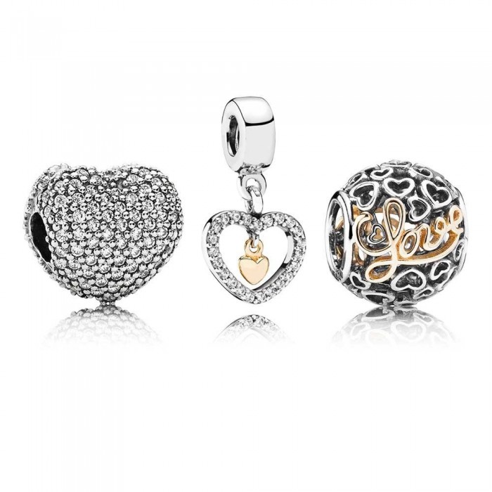 Pandora Charm-Delicate Hearts Love Outlet