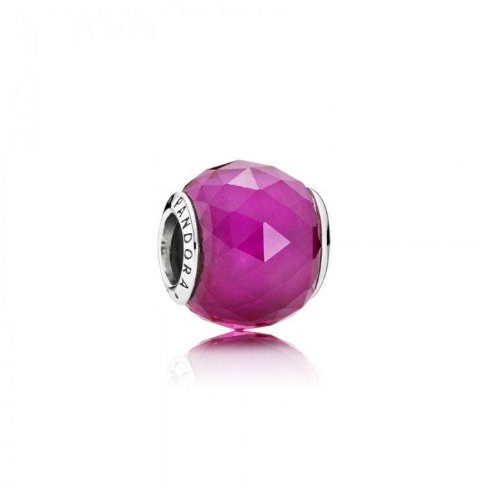 Pandora Charm-Geometric Facets-Synthetic Ruby Outlet