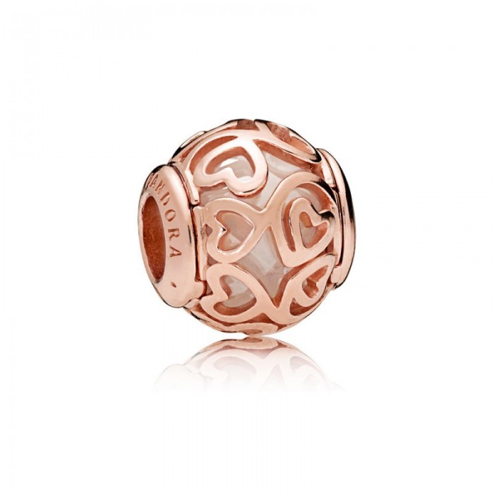 Pandora Charm-Hearts Filigree-Rose-Clear CZ Outlet