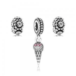 Pandora Charm-Ice Cream Food-Pave CZ-Sterling Silver Outlet