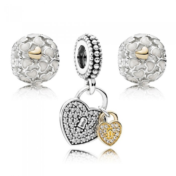 Pandora Charm-Love Locked-Pave CZ-Silver Outlet