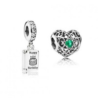 Pandora Charm-May Birthday Birthstone-Silver Outlet Pandora Charm-May Birthday Birthstone-Silver Outlet