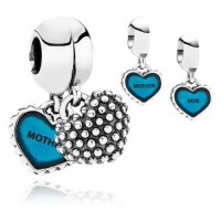 Pandora Charm-Mother And Son Heart Blue Family-Enamel Outlet Pandora Charm-Mother And Son Heart Blue Family-Enamel Outlet
