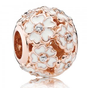 Pandora Charm-Primrose Floral-Pave CZ-Rose Gold Outlet