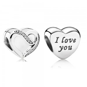Pandora Charm-Silver Ribbon Of Love-CZ Outlet