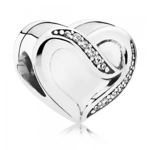 Pandora Charm-Silver Ribbon Of Love-CZ Outlet