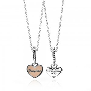 Pandora Necklace-Mother And Daughter Hearts Family G894551 Outlet