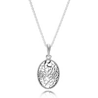 Pandora Necklace-Floral Daisy Lace Floral Pendant-Pave CZ Outlet Pandora Necklace-Floral Daisy Lace Floral Pendant-Pave CZ Outlet