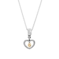 Pandora Necklace-Heart Dropper Love Pendant-Gold Outlet Pandora Necklace-Heart Dropper Love Pendant-Gold Outlet