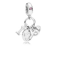 Pandora Necklace-I Love You Dangle-Fancy Fuchsia Pink CZ Outlet