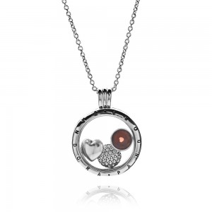 Pandora Necklace-January Petite Memories Birthstone Locket Outlet