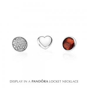 Pandora Necklace-January Petite Memories Birthstone Locket Outlet