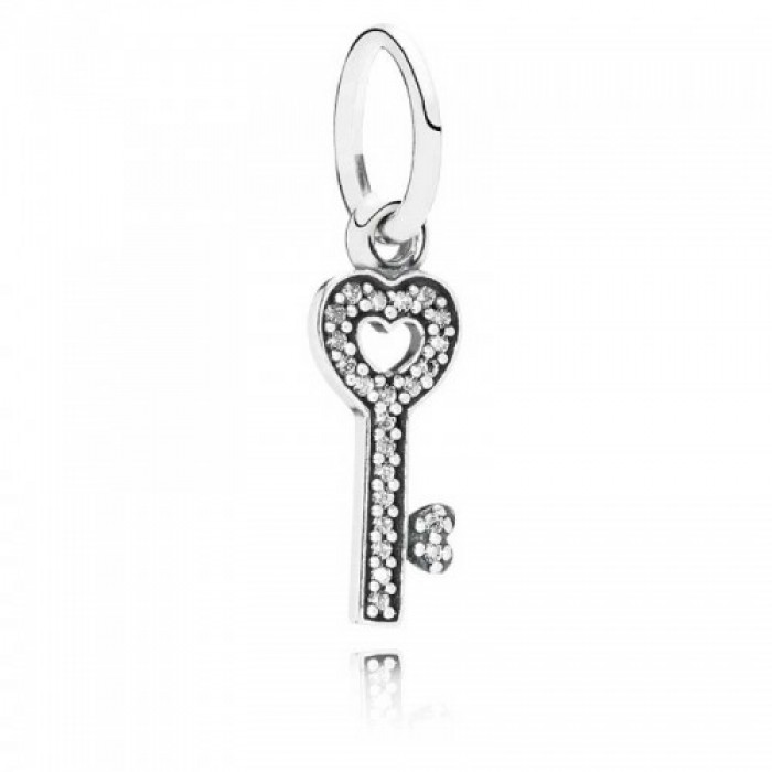 Pandora Necklace-Key Dropper Pendant-Cubic Zirconia-Silver Outlet