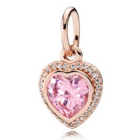 Pandora Necklace-Love Heart Pendant-Rose Outlet Pandora Necklace-Love Heart Pendant-Rose Outlet