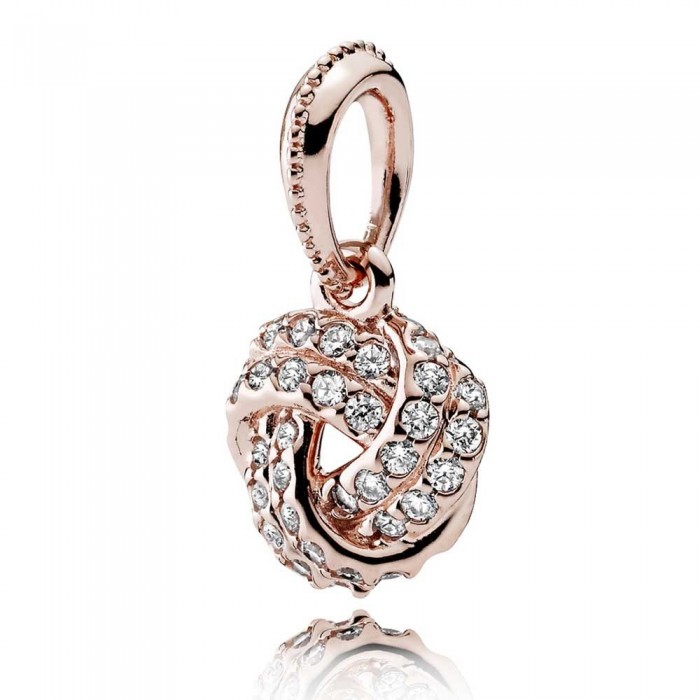 Pandora Necklace-Love Knot Pendant-Rose Gold Outlet