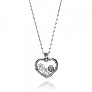 Pandora Necklace-Petite Memories Floating Heart Loving Love Locket Outlet