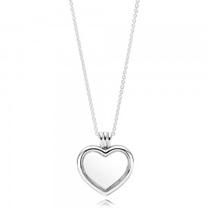 Pandora Necklace-Petite Memories Floating Heart Loving Love Locket Outlet