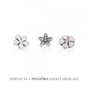 Pandora Necklace-Poetic Blooms Petite Memories Floral Locket-CZ Outlet