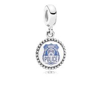 Pandora Necklace-Police Dangle-Blue Enamel Outlet Pandora Necklace-Police Dangle-Blue Enamel Outlet