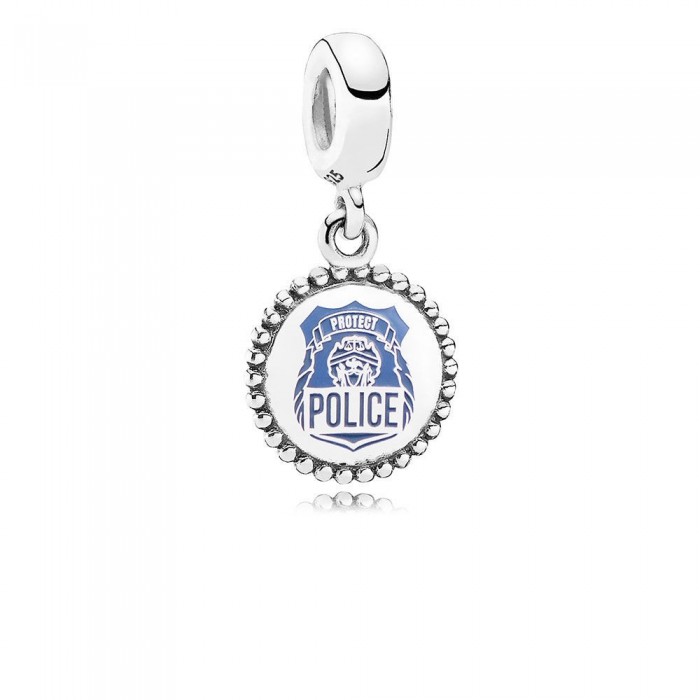Pandora Necklace-Police Dangle-Blue Enamel Outlet