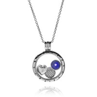 Pandora Necklace-September Petite Memories Birthstone Locket-Silver Outlet Pandora Necklace-September Petite Memories Birthstone Locket-Silver Outlet
