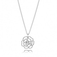 Pandora Necklace-Shimme Rose Floral Pendant Outlet Pandora Necklace-Shimme Rose Floral Pendant Outlet