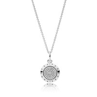 Pandora Necklace-Signature Pendant-Pave CZ-925 Silver Outlet Pandora Necklace-Signature Pendant-Pave CZ-925 Silver Outlet