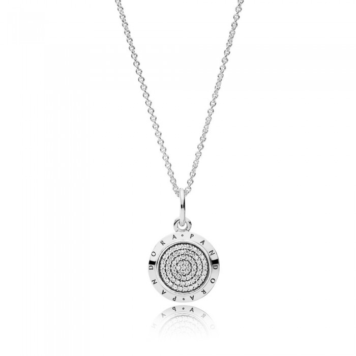 Pandora Necklace-Signature Pendant-Pave CZ-925 Silver Outlet
