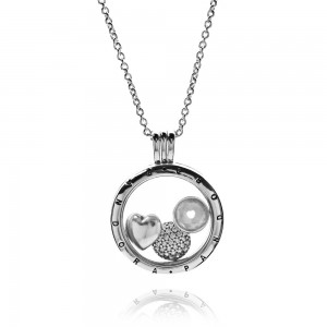 Pandora Necklace-Silver April Petite Memories Birthstone Locket Outlet