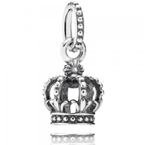 Pandora Necklace-Silver Crown Dropper Fairytale Pendant Outlet
