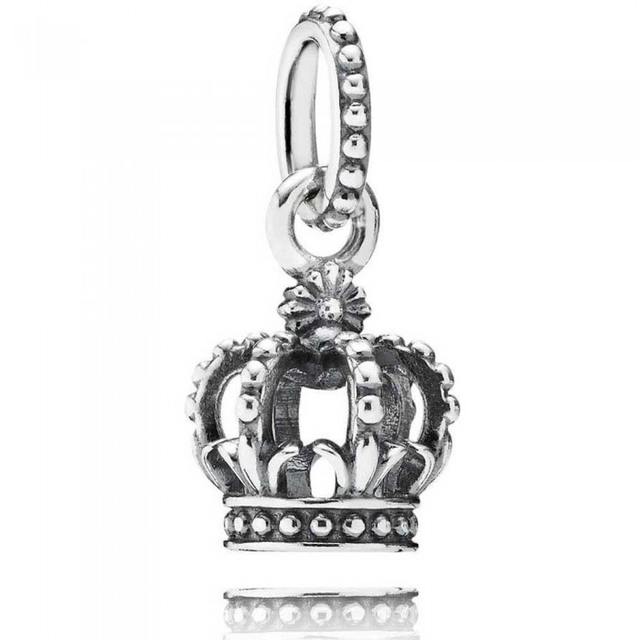 Pandora Necklace-Silver Crown Dropper Fairytale Pendant Outlet