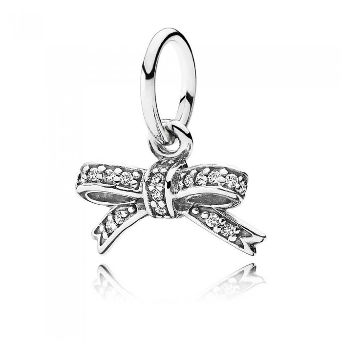 Pandora Necklace-Silver Delicate Bow Pendant Outlet