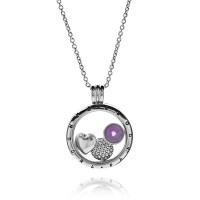 Pandora Necklace-Silver February Petite Memories Birthstone Locket Outlet Pandora Necklace-Silver February Petite Memories Birthstone Locket Outlet