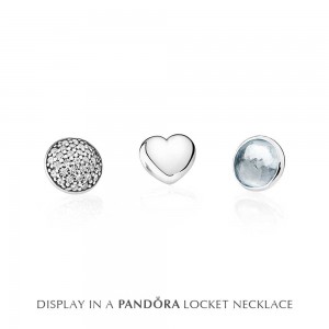 Pandora Necklace-Silver March Petite Memories Birthstone Locket Outlet