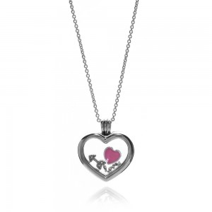 Pandora Necklace-Silver Petite Memories Floating Love Heart Locket Outlet