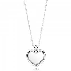 Pandora Necklace-Silver Petite Memories Floating Love Heart Locket Outlet