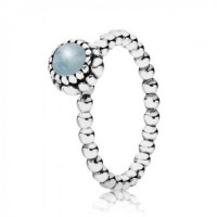 Pandora Ring-Beaded Aquamarine March Birthstone Birthstone-Silver Outlet Pandora Ring-Beaded Aquamarine March Birthstone Birthstone-Silver Outlet
