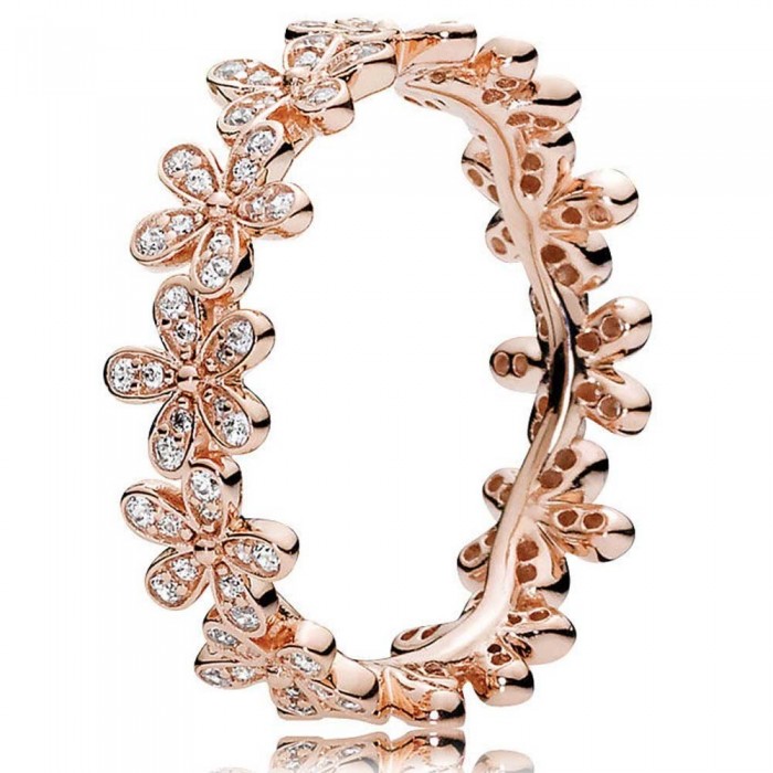 Pandora Ring-Dazzling Daisy Band Floral-Rose Gold Outlet