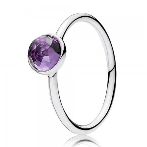 Pandora Ring-February Birthstone Droplet-Silver Outlet