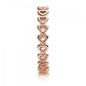 Pandora Ring-Linked Love Heart Band-Rose Gold Outlet