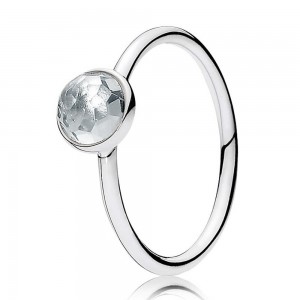 Pandora Ring-March Birthstone Droplet-Silver Outlet
