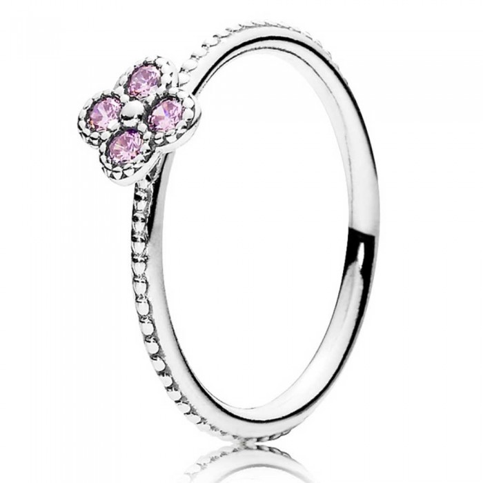 Pandora Ring-Oriental Blossom Pink Floral-Pave CZ Outlet