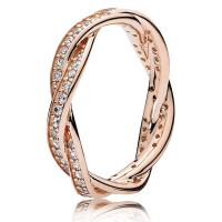 Pandora Ring-Twist Of Fate-Pave CZ-Rose Gold Outlet
